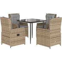 vidaXL 5-delige Tuinset met kussens poly rattan beige
