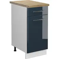 Vicco Fame-Line Keukenkasten – 40 cm, WB Eik Donkerblauw hoogglans