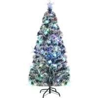 Syfax Voorverlichte kerstboom met standaard en LED 180 cm glasvezel