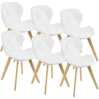 En.casa Eetkamerstoel 'Älmhult', set van 6, 78x47x52 cm, kunstleer, wit
