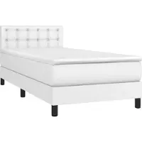 vidaXL Boxspring met matras kunstleer wit 90x200 cm