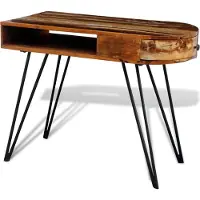Prolenta Maison Exclusive - Bureau van massief gerecycled hout met ijzeren poten