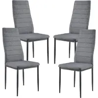 En.casa [] Set van 4 designstoelen, grijs, Italiaans design. Leunstoelen, hoge rugleuning, eetkamerstoelen, gestoffeerde stoelen