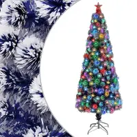 Syfax Kunstkerstboom met verlichting 210 cm glasvezel wit en blauw