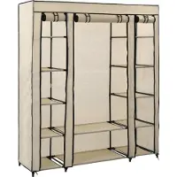 Syfax Kledingkast met vakken en stangen 150x45x176 cm stof crème