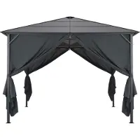 vidaXL Prieel met gordijn 3x3 m aluminium zwart