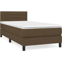 vidaXL Boxspring met matras stof donkerbruin 90x200 cm