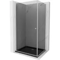 Mexen Pretoria douchecabine draaibaar 100 x 110 , grafiet, chroom + Flat douchebak, zwart - 852-100-110-01-40-4070