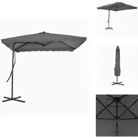vidaXL Parasol - 250x250 cm - Antraciet - Stalen Paal Zonnescherming - Parasol - Tuinparasol - Buitenleven - Terrasdecoratie