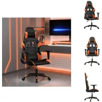 vidaXL Gamestoel - Zwarte en Oranje Kunstleren Stoel - Verstelbare Rugleuning - Stevig Metalen Frame - Bureaustoel