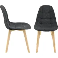 En.casa Eetkamerstoel Kopparberg, set van 2, met stoffen bekleding, beukenframe, woonkamerstoel, 86 x 53 x 47 cm, zwart
