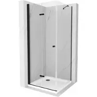 Mexen Lima opvouwbare douchecabine 90 x 90 , transparant, zwart + Flat douchebak, wit - 856-090-090-70-00-4010B