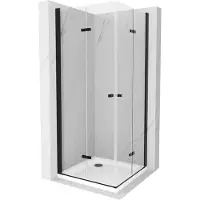 Mexen Lima Duo opvouwbare douchecabine 80 x 80 , transparant, zwart + Flat douchebak - 856-080-080-70-02-4010B