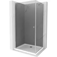 Mexen Pretoria douchecabine scharnierend 100 x 110 , grafiet, chroom + Flat douchebak - 852-100-110-01-40-4010