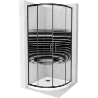 Mexen Rio halve cirkel douchecabine 80 x 80 , zwarte strepen, zwart + Flat douchebak, wit - 863-080-080-70-20-4110B