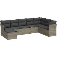 vidaXL 8-delige tuinmeubelset met kussens, grijs, polyrotan
