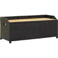 The Living Store De Living Store zitbank met opbergruimte, 120 cm, polyrotan, zwart