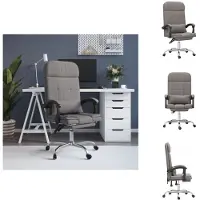 vidaXL Kantoelstoel met massagefunctie, taupe kleur, gestoffeerd - Kantoelstoelen
