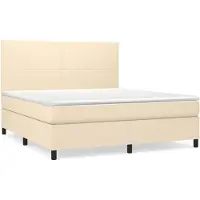 vidaXL Boxspring met matras stof crèmekleurig 180x200 cm