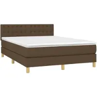 vidaXL Boxspring met matras stof donkerbruin 140x200 cm