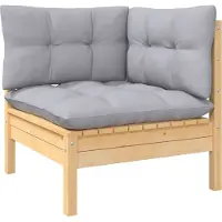 The Living Store De Living Store tuinbank met kussens in grijs, gemaakt van massief grenenhout
