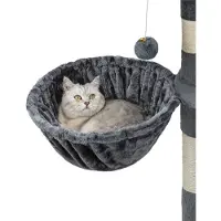 Lionto Ligbed voor krabpalen, met een stabiel metalen frame en stoffen bekleding, diameter 40 cm, diepte 25 cm, grijs