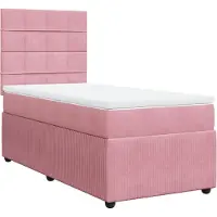 vidaXL Boxspring met matras fluweel roze 90x200 cm