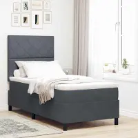 Prolenta Maison Exclusive - LED boxspringbed met hoofdeinde, donkergrijs, 100 x 200 cm, fluweel