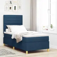 Prolenta Maison Exclusive - LED boxspringbed met hoofdeinde, blauw, 90 x 190 cm, gestoffeerd
