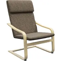 HOMCOM Fauteuil in linnenlook met hoofdsteun en armleuningen, houten frame, bruin+ naturel