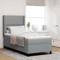 Prolenta Maison Exclusive - LED boxspringbed met hoofdeinde, lichtgrijs, 90 x 200 cm, gestoffeerd