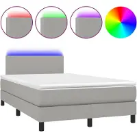 Syfax Boxspring met matras en LED stof lichtgrijs 120x200 cm