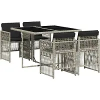 vidaXL 5-delige Tuinset met kussens poly rattan lichtgrijs