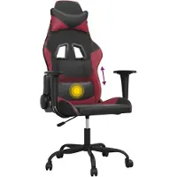 vidaXL Massage gamestoel kunstleer zwart en wijnrood
