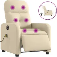 Syfax Massagestoel elektrisch verstelbaar stof crèmekleurig