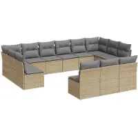 vidaXL 13-delige Loungeset met kussens poly rattan beige