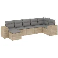 Super Merchant 7-delige Loungeset met kussens poly rattan beige