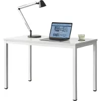 En.casa [] Bureau Odense, wit, in hoogte verstelbaar, kantoorbureau, 75x120x60 cm, bureau, computerbureau, werkplek