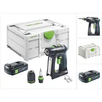Festool C 18-Basic accuboormachine 18 V 45 Nm borstelloos + 1x accu 3,0 Ah + Systainer - zonder oplader
