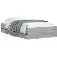 vidaXL Bedframe met lades bewerkt hout grijs sonoma eiken 75x190 cm
