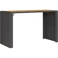 Syfax Tuinbartafel acaciahouten blad 185x80x110 cm poly rattan zwart