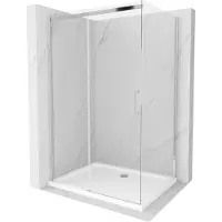 Mexen Omega schuifbare douchecabine 110 x 70 , transparant, chroom + Flat douchebak - 825-110-070-01-00-4010