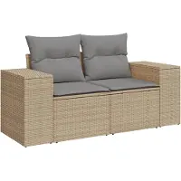 DKD Home Decor Tuinbank 2-zits met kussens poly rattan beige