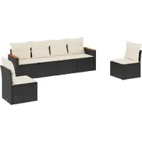 vidaXL 6-delige tuinmeubelset met kussens, zwart, polyrotan