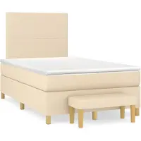 vidaXL Boxspring met matras stof crèmekleurig 120x200 cm
