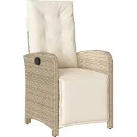 Syfax Tuinstoel verstelbaar met voetensteun poly rattan beige