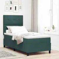 Prolenta Maison Exclusive - LED boxspringbed met hoofdeinde, donkergroen, 100 x 200 cm, fluweel