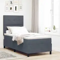 Prolenta Maison Exclusive - LED boxspringbed met hoofdeinde, donkergrijs, 100 x 200 cm, fluweel