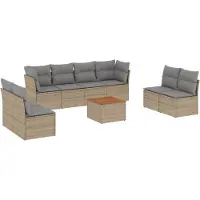 vidaXL 9-delige Loungeset met kussens poly rattan gemengd beige