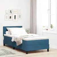Prolenta Maison Exclusive - LED boxspringbed met hoofdeinde, donkerblauw, 90 x 190 cm, fluweel